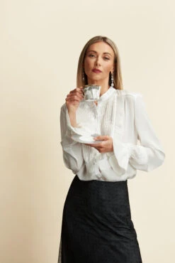 MAYA TUXEDO BLOUSE WINTER WHITE -Trish Scully 122 11