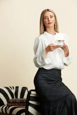 MAYA TUXEDO BLOUSE WINTER WHITE -Trish Scully 122 9