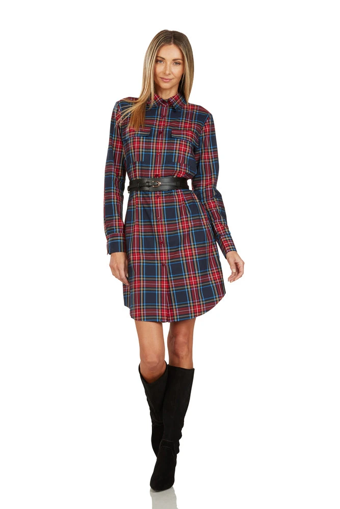 EVE BUTTON FRONT TARTAN SHIRT DRESS 3 EVE BUTTON FRONT TARTAN SHIRT DRESS