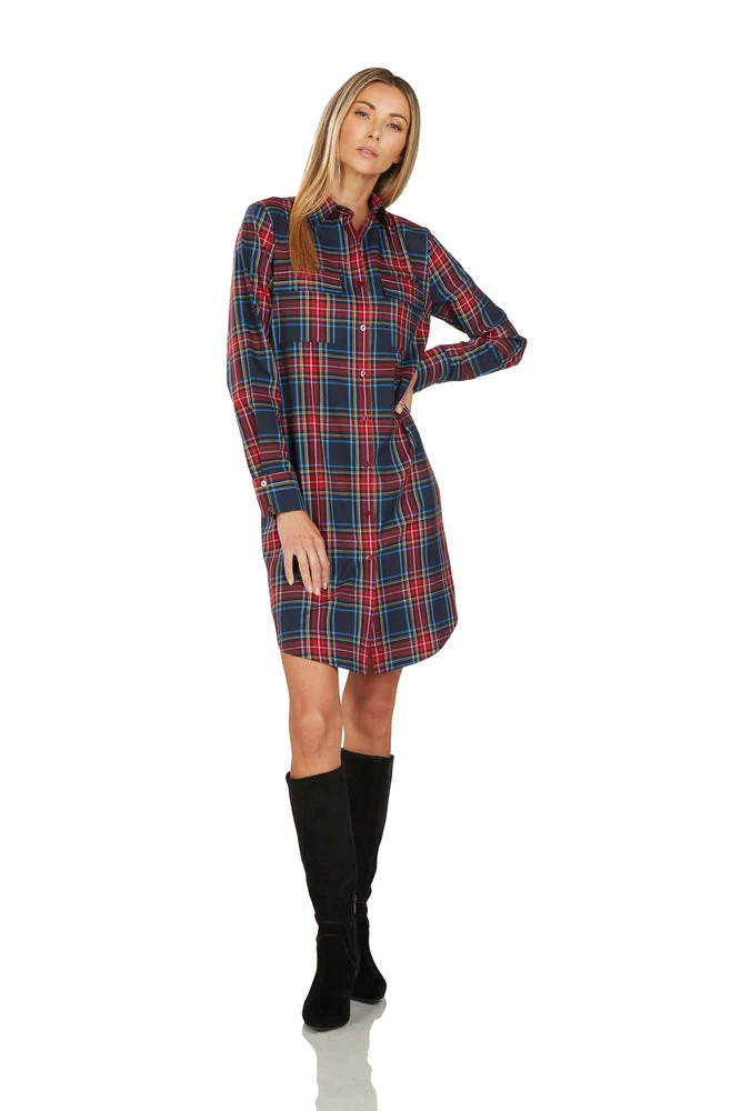 EVE BUTTON FRONT TARTAN SHIRT DRESS 4 EVE BUTTON FRONT TARTAN SHIRT DRESS - Image 2