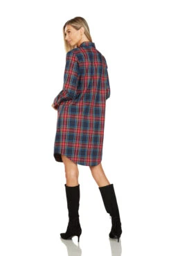 EVE BUTTON FRONT TARTAN SHIRT DRESS 11 EVE BUTTON FRONT TARTAN SHIRT DRESS -Trish Scully 140 4