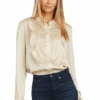 MAYA TUXEDO PLEATED BLOUSE CHAMPAGNE -Trish Scully 17 1
