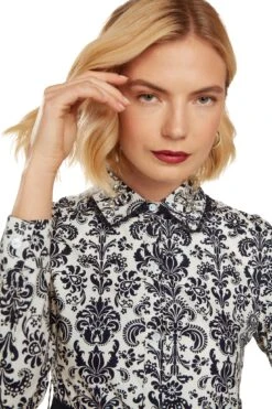 CONSTANCE MAXI DRESS NAVY DAMASK -Trish Scully 26 1432 WEB