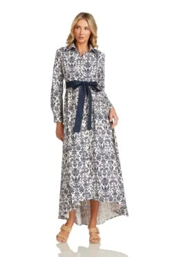 CONSTANCE MAXI DRESS NAVY DAMASK -Trish Scully ConstanceMaxiNavyDamask 1650 WEB