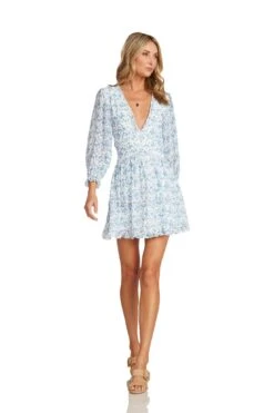 GRACE MINI DRESS BLUE FLORAL 18 GRACE MINI DRESS BLUE FLORAL -Trish Scully GraceDressBlue 1551 WEB
