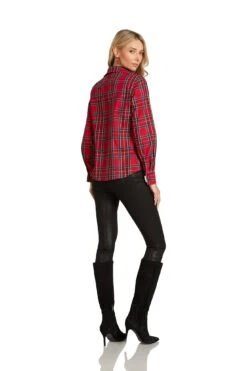 MARCELINE BUTTON-DOWN ROYAL STEWART TARTAN -Trish Scully MargotBlouseRoyalStewartTartan 0548 WEB