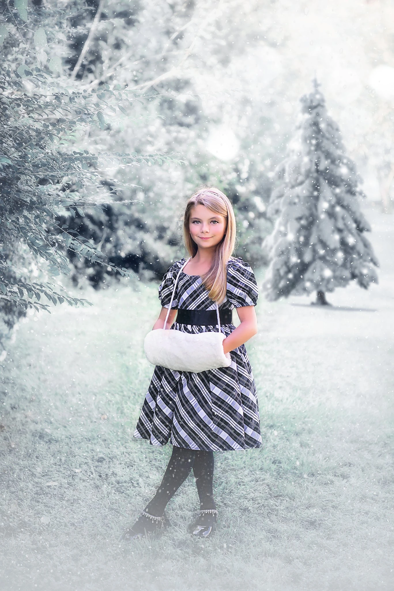 ARIELLE DRESS BLACK & WHITE PLAID 4 ARIELLE DRESS BLACK & WHITE PLAID - Image 2