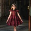 EVANGELINE DRESS CRIMSON JACQUARD -Trish Scully evangelinecrimne1
