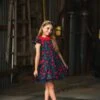 EVANGELINE DRESS NAVY ROSE FLORAL -Trish Scully evangelinerose1