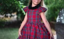 EVANGELINE DRESS ROYAL STEWART TARTAN -Trish Scully evangelinerstew2