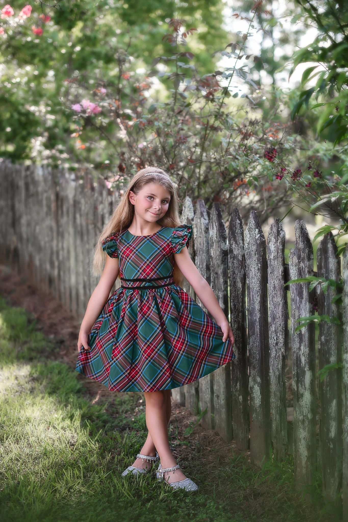 RORY DRESS EMERALD TARTAN 3 RORY DRESS EMERALD TARTAN